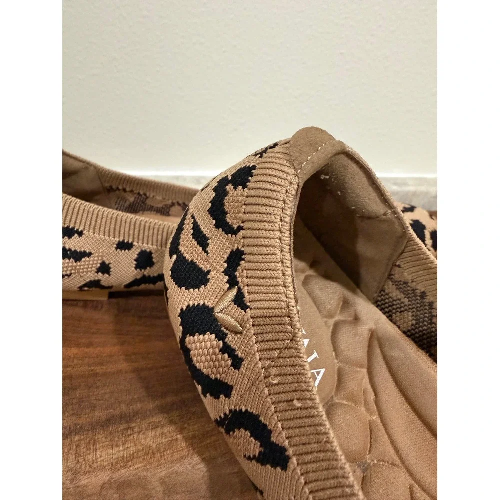 VIVAIA Claire Dark Leopard Knit Round Toe Ballet Flats Size 37 US 6.5